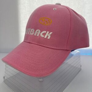 Subaru Outback Embroidered Baseball Cap Pink Adult Giveaway Adjustable Strap